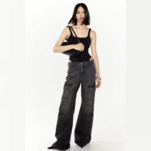 Black Washed Cargo Diva Denim